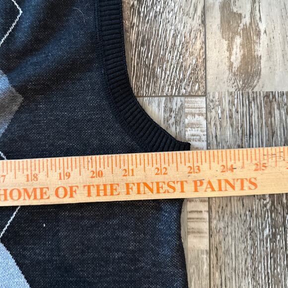 Vintage Mens Gray Argyle Button-Up Sweater Vest XL Old Money Preppy Knit Grandpa - Picture 6 of 7